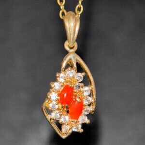 Vintage Agate Pendant Necklace, Dolphin Ore 18K Gold Electroplate